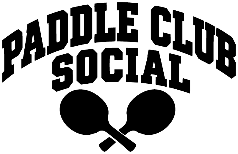 Black social ping pong paddle club vinyl decal with paddles and bold arched text