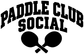 Black social ping pong paddle club vinyl decal with paddles and bold arched text