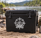 Skull compass crest vinyl decal with white skull-and-compass pirate emblem
