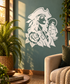 Pirate rose portrait vinyl decal with two pirates and a rose flower, light-colored