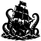 Kraken ship silhouette vinyl decal, black pirate ship and tentacles