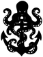 Black octopus anchor guardian vinyl decal, bold silhouette with tentacles