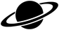 Close-up of black planet and orbit arc vinyl wall decal with curved rings