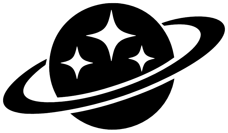 Black planet with three stars and ring vinyl decal