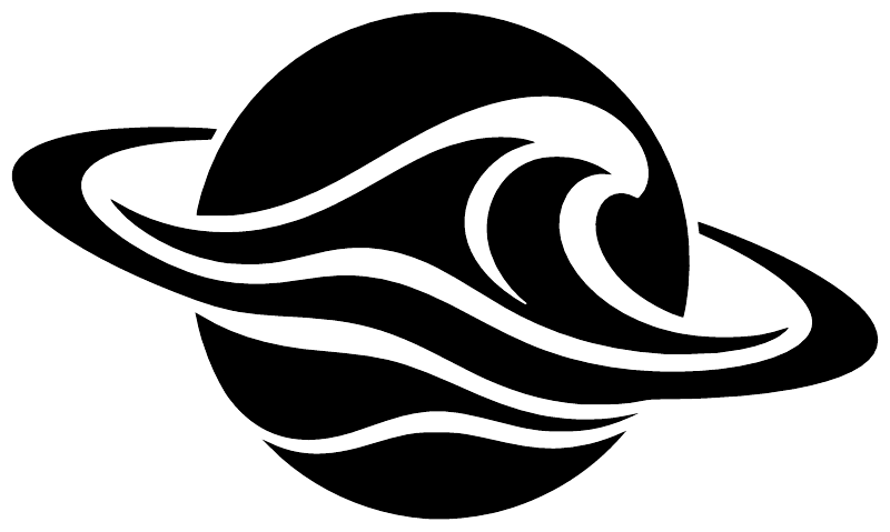 Planet and waves vinyl decal with black planet and wave swirl design