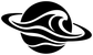 Planet and waves vinyl decal with black planet and wave swirl design