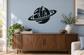 Planet and crystal vinyl decal, black planet with rings and crystal centerpiece.