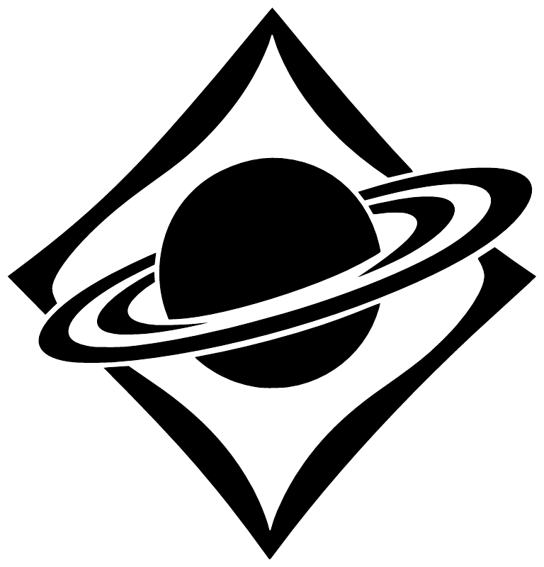 Black planet with ring on white vinyl diamond decal