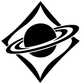 Black planet with ring on white vinyl diamond decal