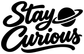 Black “Stay Curious” vinyl decal lettering with planet swoosh