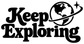 Keep Exploring vinyl decal text with globe and star accents