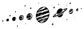 Vinyl decal close-up: black planets, rings, and star shapes on light background