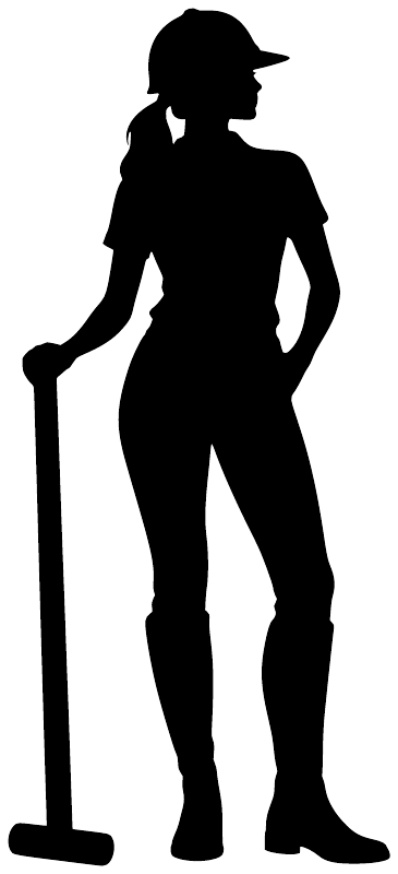 Black silhouette vinyl decal of a polo player with a mallet