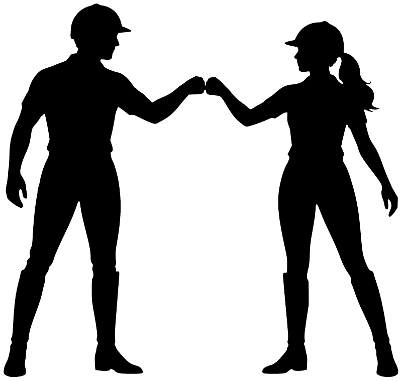 Vinyl decal of two silhouetted people holding hands for a high-five