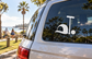 Car window vinyl decal with white polo helmet and mallet icon