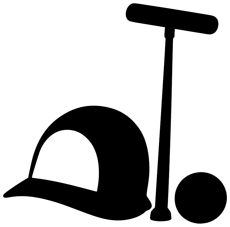 Vinyl decal graphic: black polo helmet, mallet, and ball icon