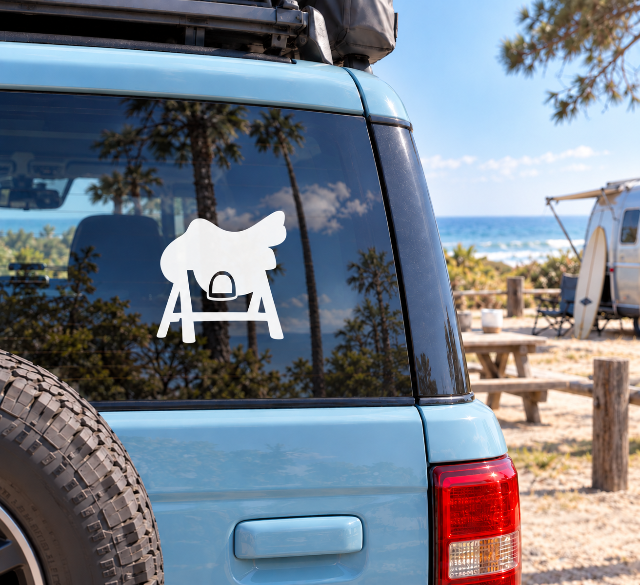 Polo horse and rider vinyl decal for vehicle window
