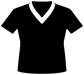 Black jersey shirt vinyl decal with white V-neck and collar trim