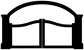 Black silhouette vinyl field gate decal with arched opening and center post