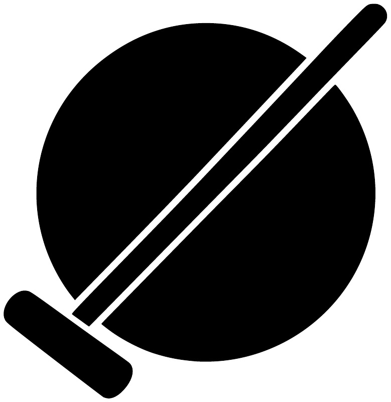 Vinyl polo mallet decal icon: black circle with two diagonal white mallet lines