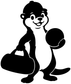 Black-and-white otter vinyl decal mascot crouching and smiling