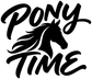 Pony Time vinyl decal with black script and horse graphic