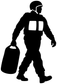 Rafting arrival vinyl decal, black rafter silhouette with life vest and paddle