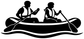 Rafting crew vinyl decal graphic of two paddlers in a canoe with oars