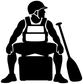Black silhouette rafting vinyl decal of paddler with oar and life vest