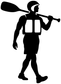 Rafting paddler vinyl decal silhouette in black, holding paddle
