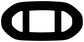 Oval vinyl decal logo with black outline and white center shapes