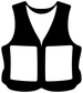 Rafting vest emblem vinyl decal with black vest outline and white emblem blocks