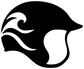Rafting helmet emblem vinyl decal, black and white silhouette emblem graphic