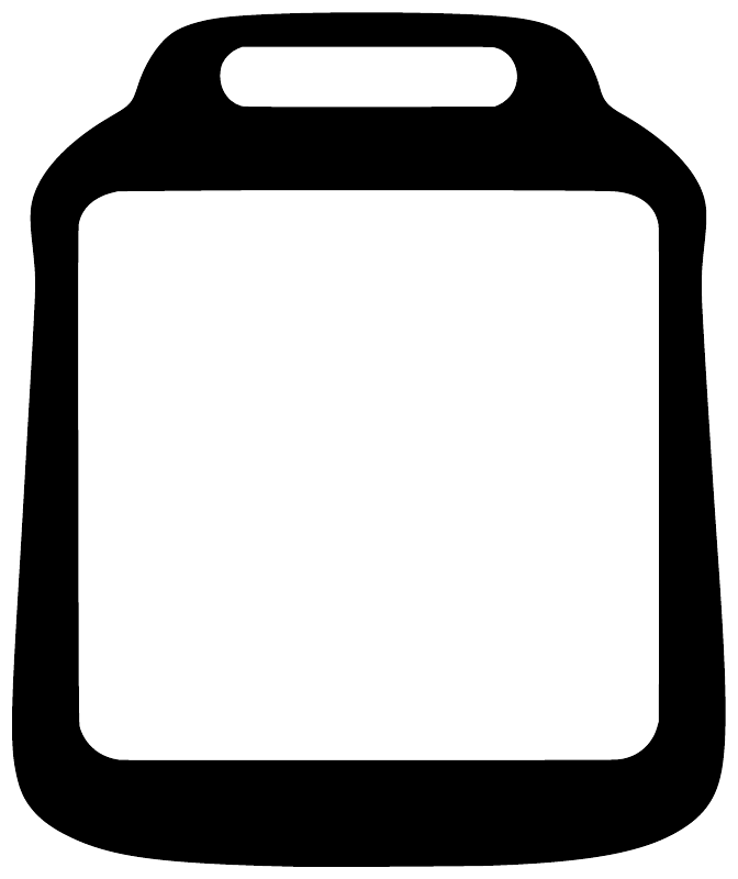 Rafting dry bag vinyl decal icon, black outline with white center