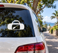 White rafting bag vinyl decal with paddle icon on car rear window
