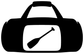Black bag vinyl decal icon with paddle shape inside, on white background