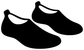 Close-up vinyl decal of black river shoes with white accents on white