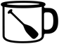 Vinyl mug decal: black-and-white pot with paddle silhouette and handle
