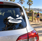 White rafting vinyl decal with swimmer-on-raft silhouette for car windows