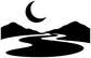 Vinyl decal graphic: black moon over white raft and river silhouette