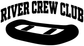 Vinyl decal close-up with black “RIVER CREW CLUB” text and oval logo with stripes