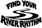 Vinyl decal reading “FIND YOUR RIVER RHYTHM” with black wave lines