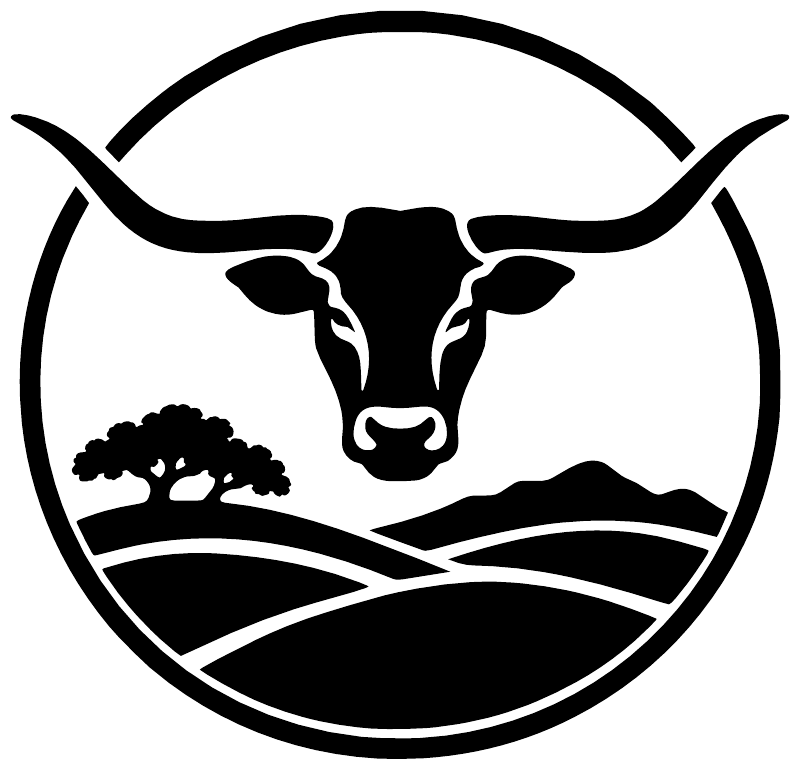 Black-and-white longhorn crest vinyl decal in circular badge design
