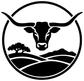 Black-and-white longhorn crest vinyl decal in circular badge design