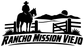 Rancho Mission Viejo ranch horseback vinyl decal graphic with barn, horse, and wordmark
