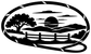 Black-and-white oval vinyl decal with tree, sun, hills, fence, and lasso loop
