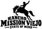Black vinyl decal showing horse rider silhouette and Rancho Mission Viejo State of Mind text