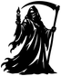 Black-and-white reaper vinyl decal: hooded figure holding a candle and scythe
