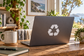 Recycling loop open-center vinyl decal with three arrows for laptops and doors