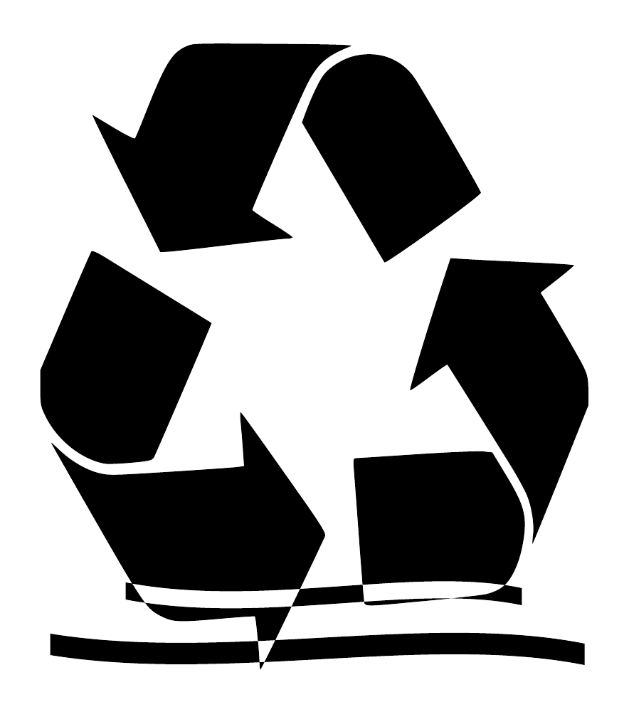 Black mirrored recycling arrows logo on white background